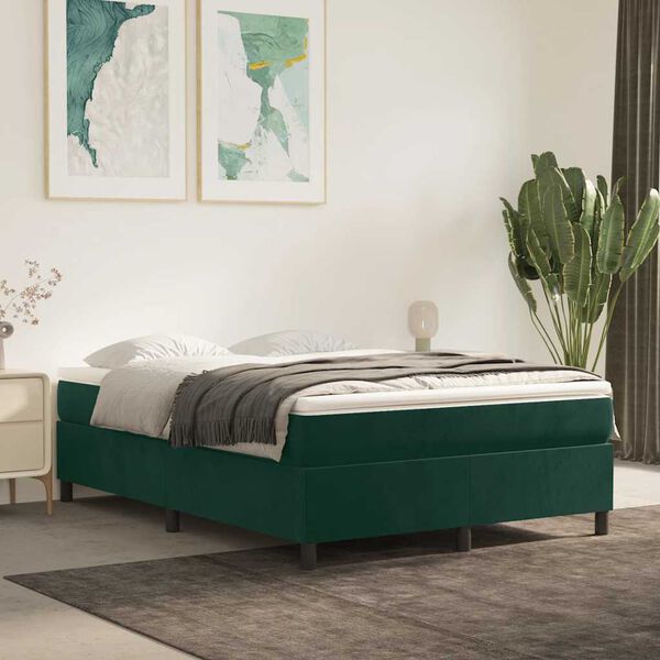 vidaXL Estructura Estructura de cama con somier terciopelo verde oscuro 140x200 cm