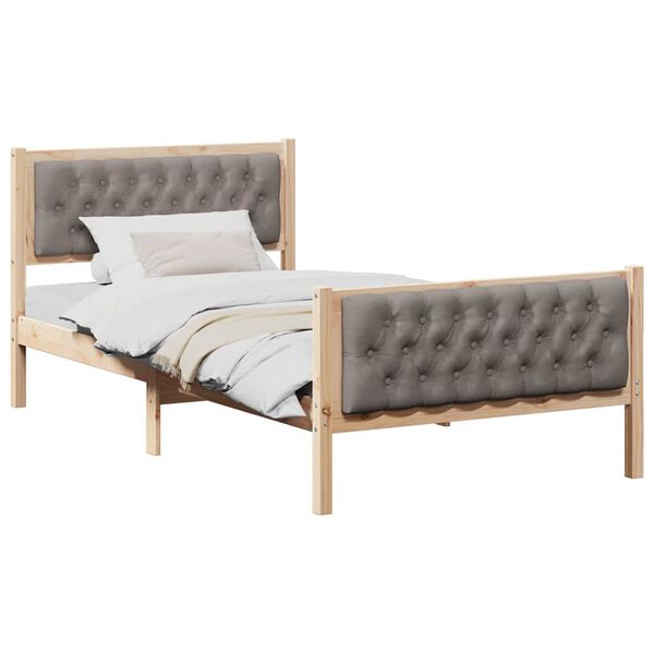 vidaXL Estructura de cama Taup&eacute; 100 x 200 cm Madera de pino macizo
