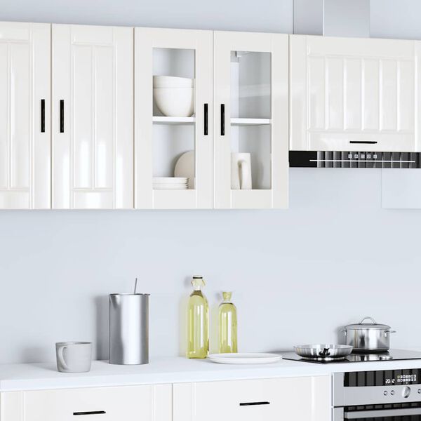 vidaXL Armario pared para cocina puerta cristal Porto blanco brillante