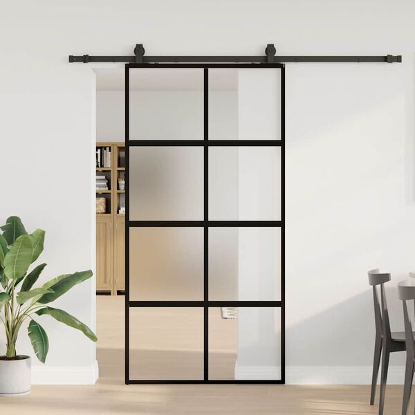 vidaXL Puerta corredera herrajes negro 102,5x205 cm vidrio templado