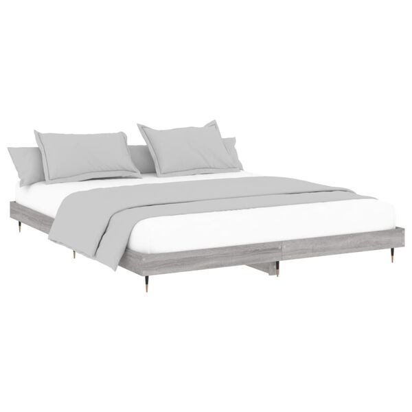 vidaXL Estructura de cama madera de ingenier&iacute;a gris Sonoma 120x200 cm