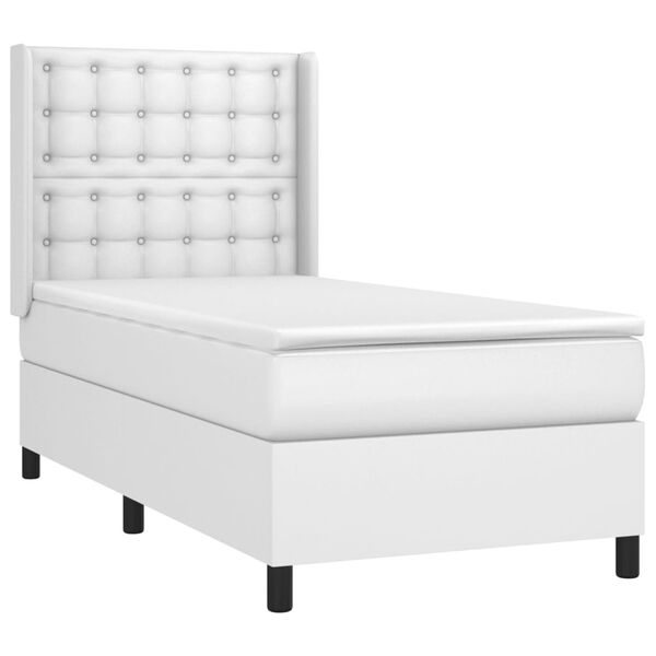 vidaXL Cama box spring con colch&oacute;n cuero sint&eacute;tico blanco 100x200 cm