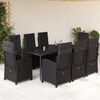 vidaXL Set de comedor de jard&iacute;n 9 pzas y cojines rat&aacute;n sint&eacute;tico negro