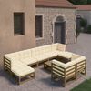 vidaXL Set de muebles de jard&iacute;n 10 pzs cojines madera pino marr&oacute;n miel