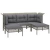 vidaXL Set de muebles de jard&iacute;n 6 pzas y cojines rat&aacute;n sint&eacute;tico gris