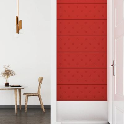 vidaXL Paneles pared 12 uds cuero sintético rojo tinto 90x30 cm 3,24m²