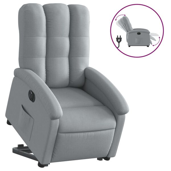 vidaXL Sillón eléctrico reclinable elevable de tela gris claro