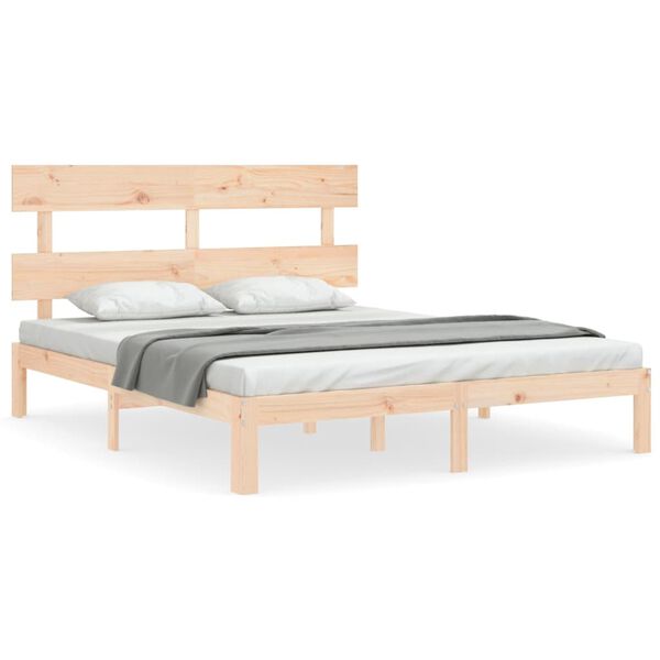 vidaXL Estructura de cama de matrimonio con cabecero madera maciza