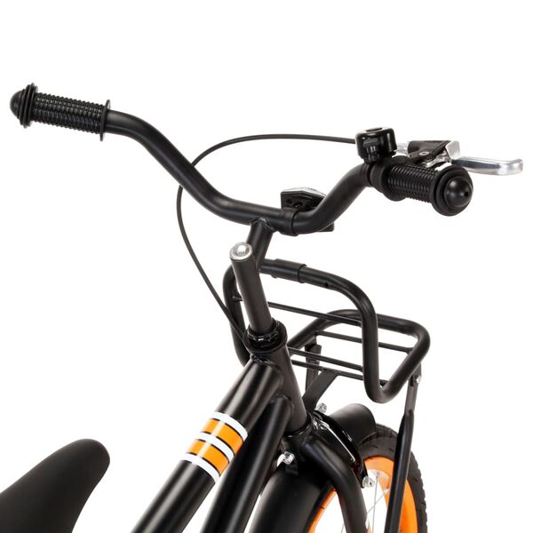 vidaXL Bicicleta ni&ntilde;os y portaequipajes delantero 16" negro y naranja