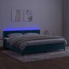 vidaXL Cama box spring colch&oacute;n y LED terciopelo azul oscuro 200x200 cm