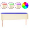 vidaXL Cabecero con LED cuero sint&eacute;tico crema 163x16x78/88 cm
