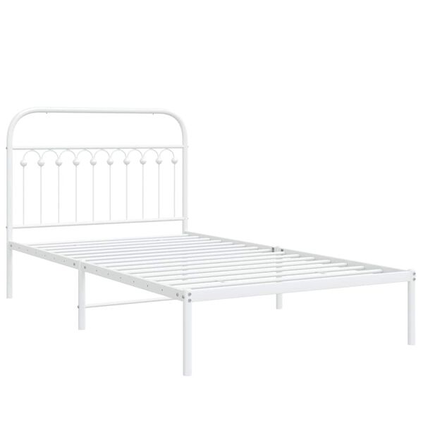 vidaXL Estructura cama sin colch&oacute;n con cabecero metal blanco 107x203cm