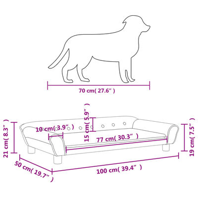 vidaXL Cama para perros de terciopelo rosa 100x50x21 cm
