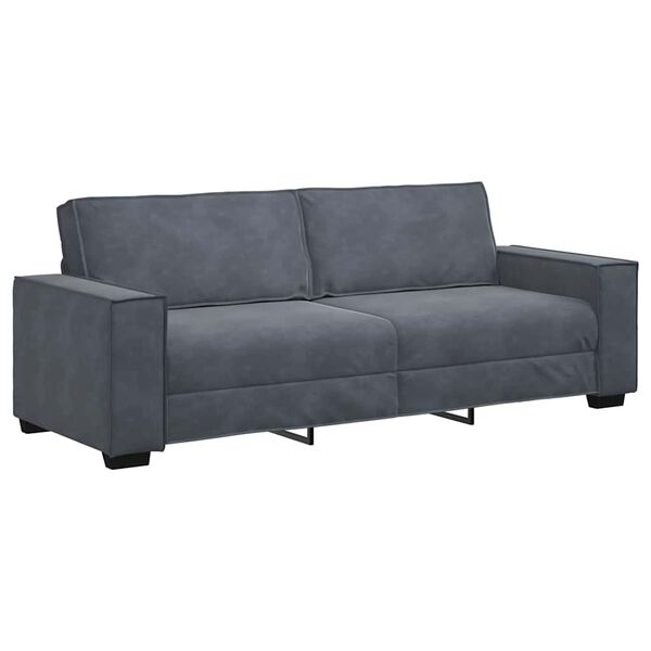 vidaXL Sof&aacute; de 3 plazas terciopelo gris oscuro 220x78x84 cm