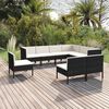 vidaXL Set de muebles de jard&iacute;n 9 pzas cojines rat&aacute;n sint&eacute;tico negro
