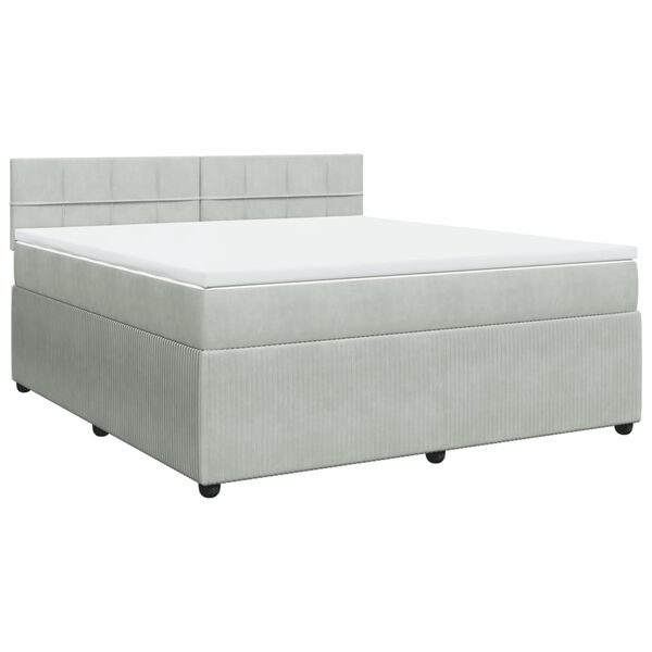 vidaXL Cama box spring con colch&oacute;n terciopelo gris claro 180x200 cm