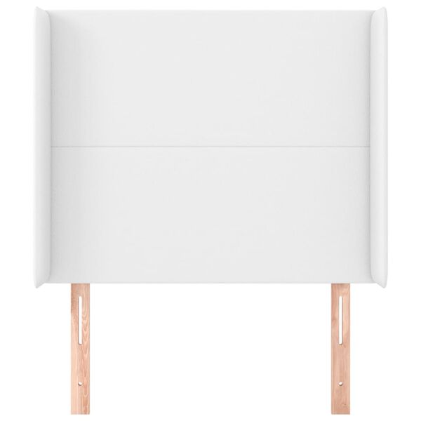 vidaXL Cabecero con orejas de cuero sint&eacute;tico blanco 93x16x118/128 cm
