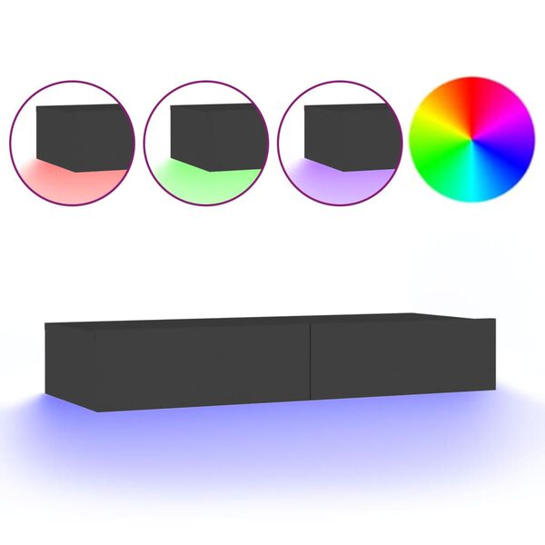 vidaXL Mueble para TV con luces LED gris 90x35x15,5 cm