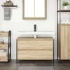 vidaXL Mueble de baño con lavabo y cajones roble Sonoma 90x34,5x60 cm