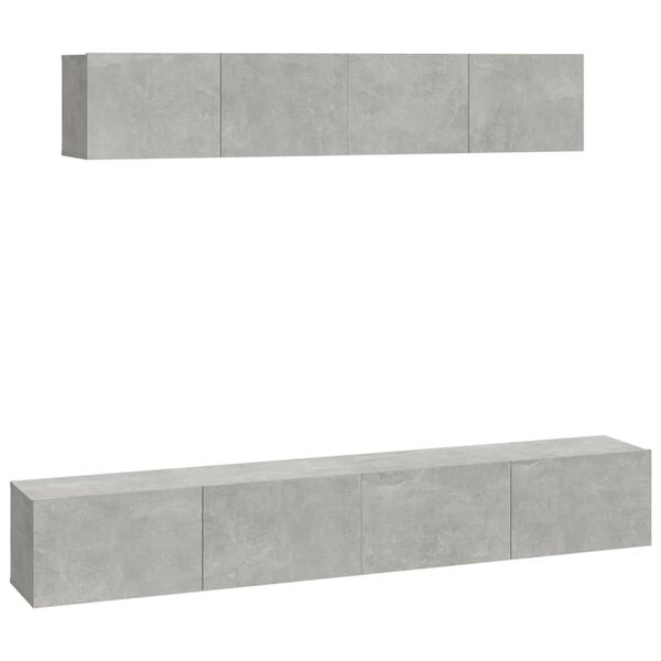 vidaXL Set de muebles de TV 4 pzas madera contrachapada gris hormig&oacute;n