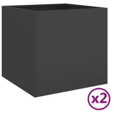 vidaXL Jardineras 2 unidades acero laminado en frío negro 49x47x46 cm