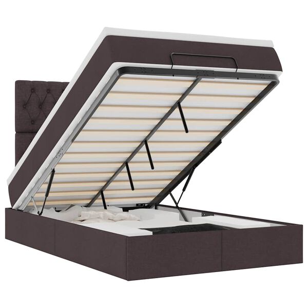 vidaXL Estructura de cama otomana colch&oacute;n tela marr&oacute;n oscuro 120x190cm