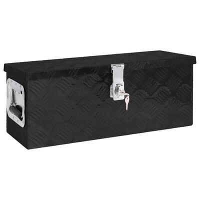 vidaXL Caja de almacenaje de aluminio negro 60x23,5x23 cm