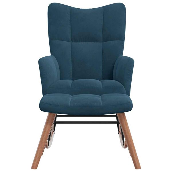 vidaXL Mecedora con taburete de terciopelo azul