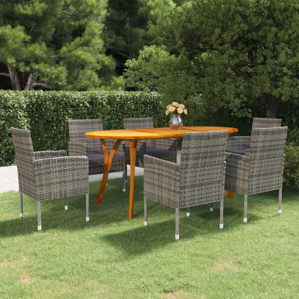 vidaXL Juego de comedor de jard&iacute;n 7 piezas gris