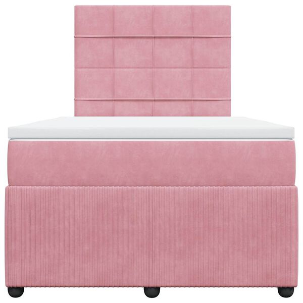 vidaXL Cama box spring con colch&oacute;n terciopelo rosa 120x190 cm