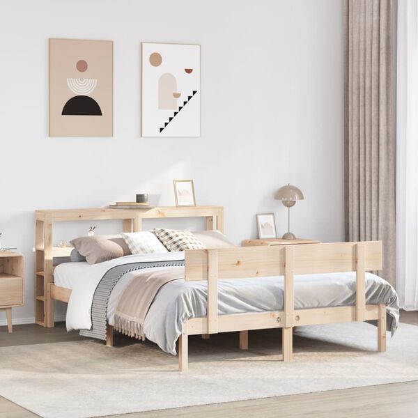 vidaXL Estructura de cama sin colch&oacute;n madera maciza de pino 140x190 cm