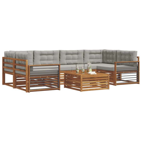 vidaXL Conjunto de sof&aacute;s de exterior 7 pcs Gris Natural y Claro