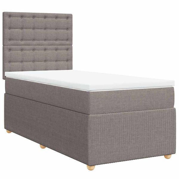 vidaXL Cama box spring con colch&oacute;n tela gris taupe 90x190 cm