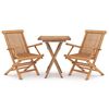vidaXL Juego de comedor para jard&iacute;n 3 piezas madera maciza de teca