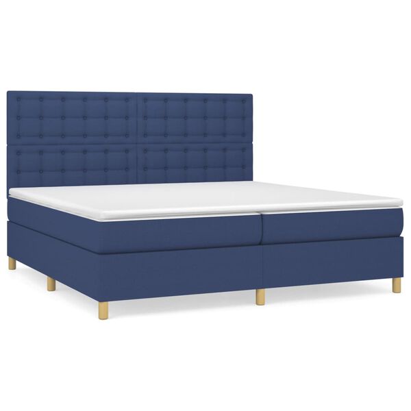 vidaXL Cama box spring con colch&oacute;n tela azul 200x200 cm