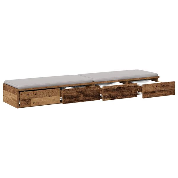 vidaXL Cajones de cama con caj&oacute;n Madera vieja 160 x 36,5 x 16,5 cm