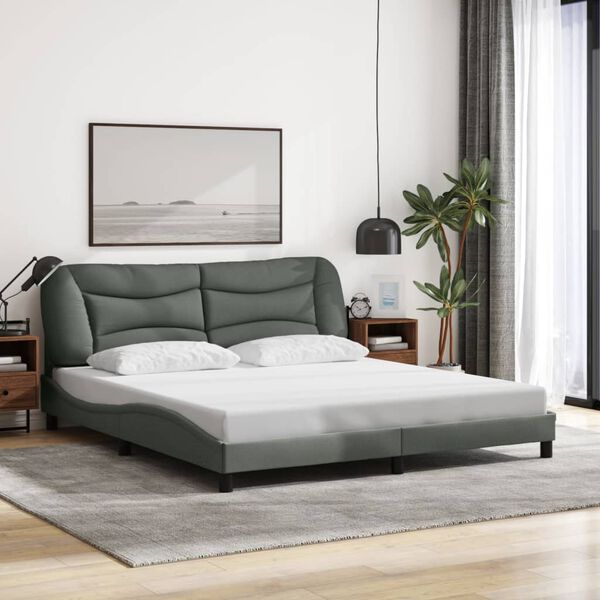 vidaXL Estructura de cama sin colchón Hvar de tela gris oscuro 180x200 cm