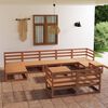vidaXL Juego muebles de jard&iacute;n 10 pzas madera maciza pino marr&oacute;n miel