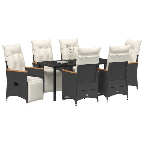 vidaXL Conjunto de Comedor de Jard&iacute;n 7 pcs Negro rat&aacute;n sint&eacute;tico