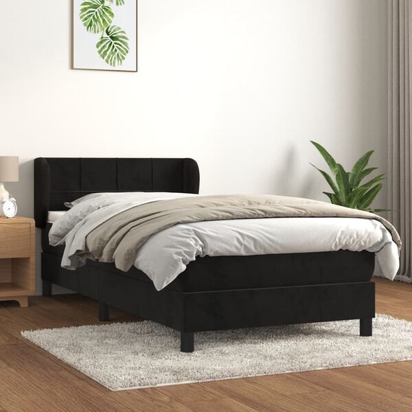 vidaXL Cama box spring con colch&oacute;n cuero sint&eacute;tico negro 90x190 cm
