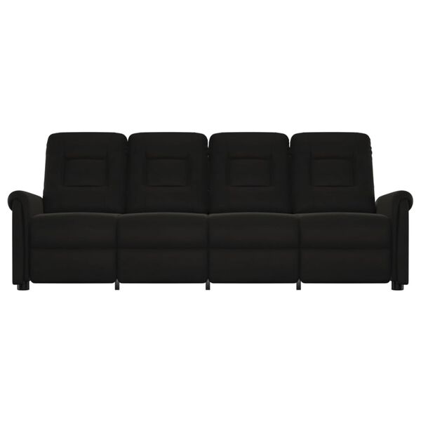 vidaXL Sill&oacute;n reclinable de masaje de 4 plazas tela microfibra negro