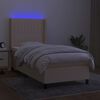 vidaXL Cama box spring colch&oacute;n y luces LED tela crema 100x200 cm
