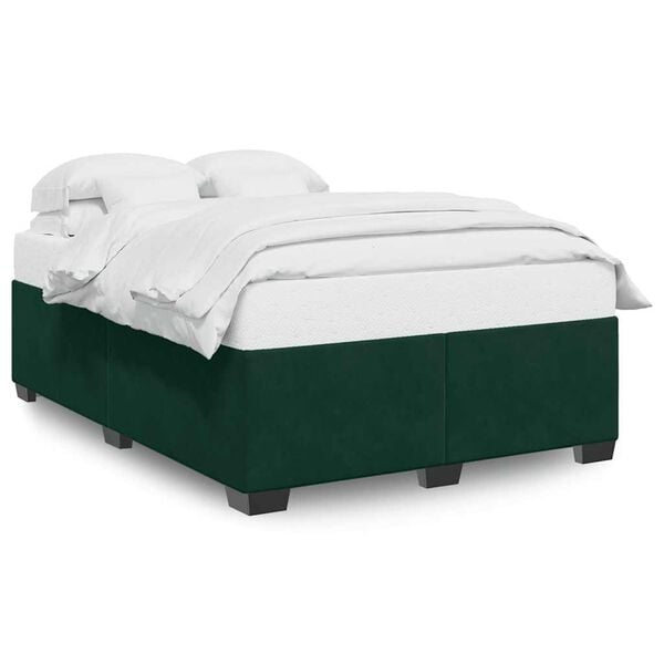 vidaXL Estructura cama sin colch&oacute;n terciopelo verde oscuro 140x190 cm