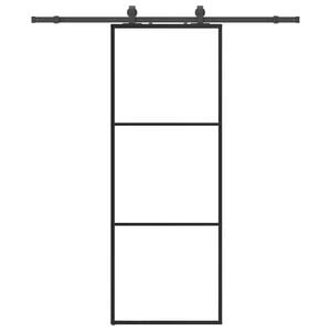 vidaXL Puerta corredera con juego herrajes negro 76x205 cm ESG vidrio
