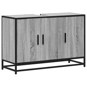 vidaXL Armario lavabo ba&ntilde;o madera ingenier&iacute;a gris Sonoma 90x33x60 cm
