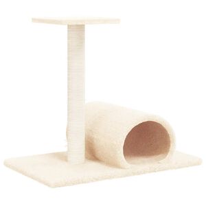 vidaXL Poste rascador para gatos con t&uacute;nel crema 60x34,5x50 cm