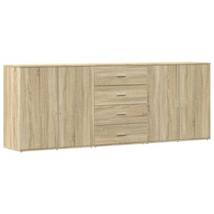vidaXL Aparadores 3 uds madera contrachapada color roble sonoma