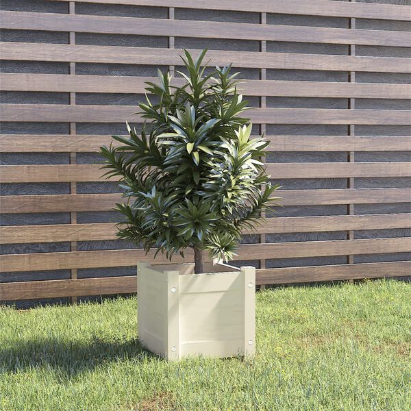 vidaXL Jardinera de madera maciza de pino blanco 31x31x31 cm