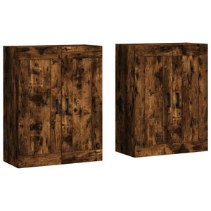 vidaXL Armarios de pared 2 uds madera de ingenier&iacute;a roble ahumado