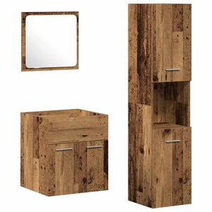 vidaXL Juego de muebles de ba&ntilde;o con puerta 4 pcs Madera envejecida